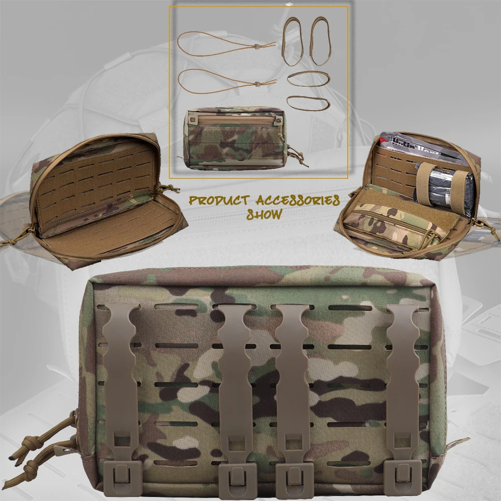 Trousse de premiers secours latérale tactique Kit de transport ventral de grande capacité Sac banane de chasse Airsoft Convient pour suspendre un gilet à la poitrine