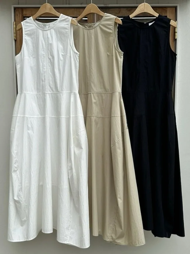 

Korean Sle White Svel Vest Dr Women's Summer New ma High Waist Slimming ket Long Skirt