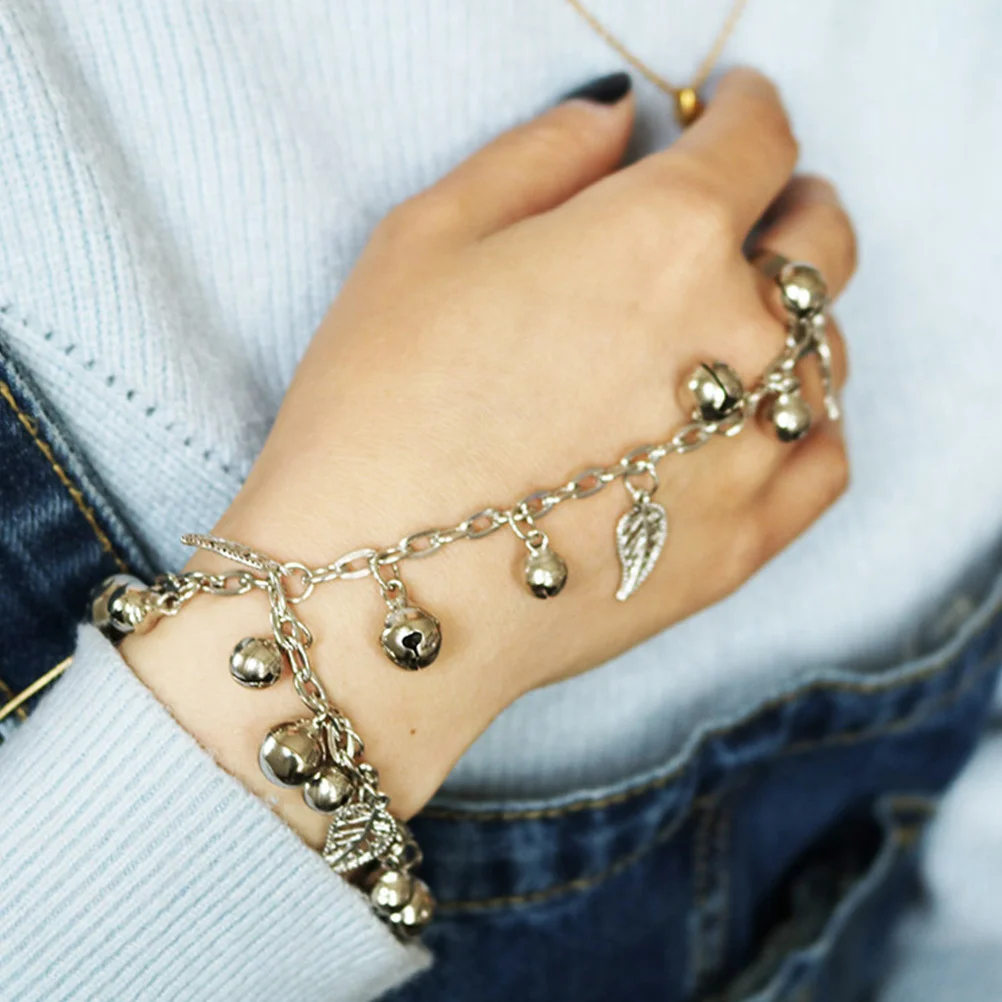 

Retro Alloy Bell Fringe Bracelet Belly Dance Hand Jewelry Party Costume Accessory Creative Bangle Arm Decoration Unique Ring Set