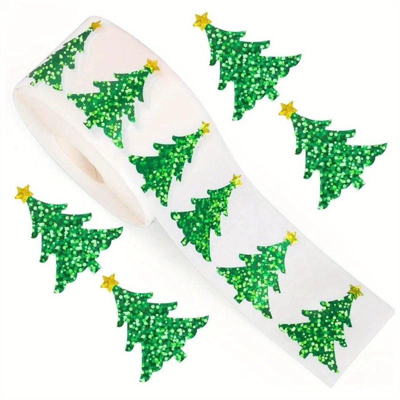 Festliche Weihnachtsbaum-Aufkleber, selbstklebende Aufkleber mit Rollengravur, langlebig für Urlaubsdekoration, Umschläge, Tagebücher, Partyzubehör