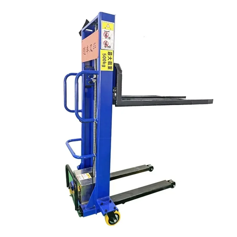 500Kg 1000kg Self-loading Portable Forklift 1500kg Mini Small Hand Manual Semi-electric Self-loading Lifting