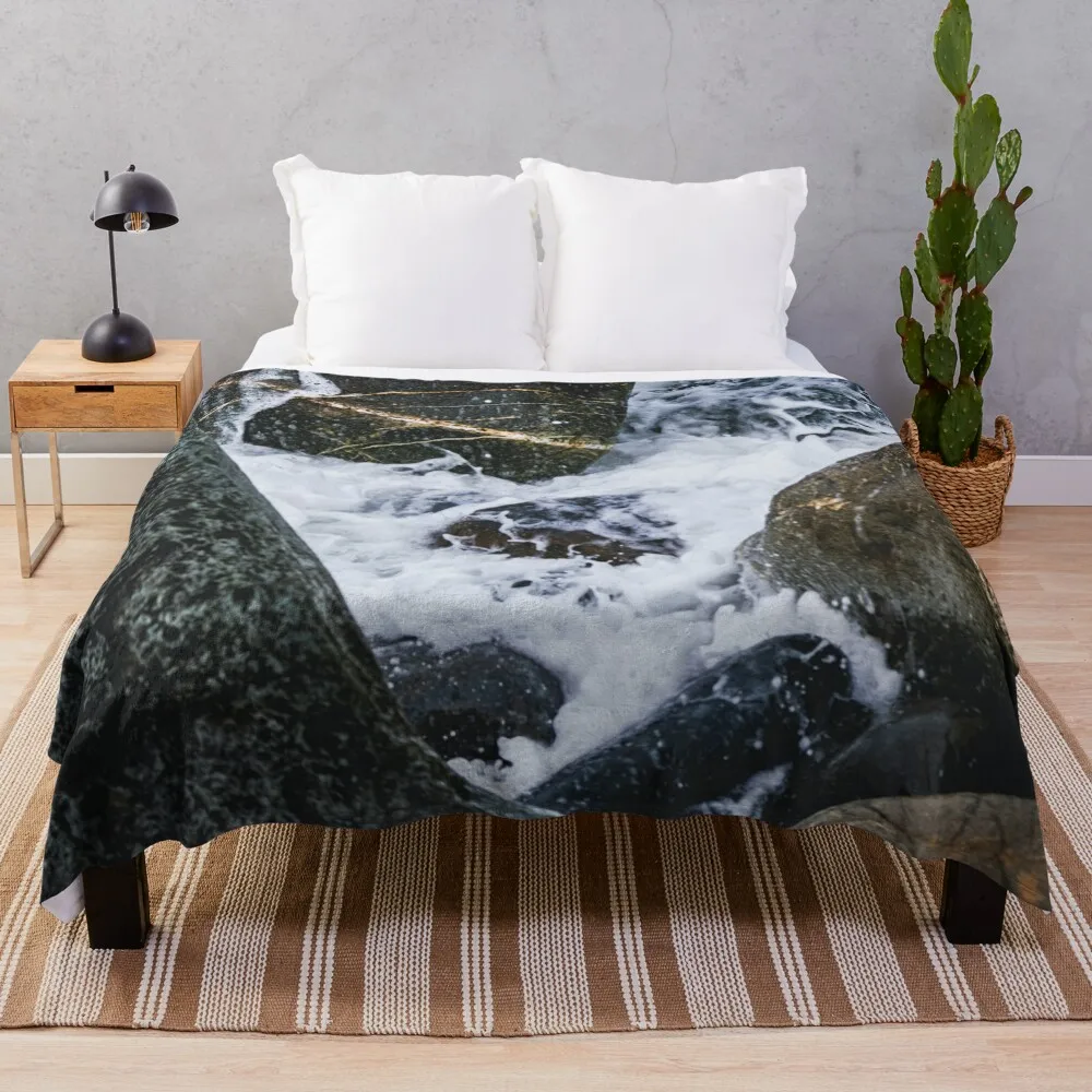 

Wave rushing through the rocks Throw Blanket Sofa Personalized Gift Sleeping Bag Blankets