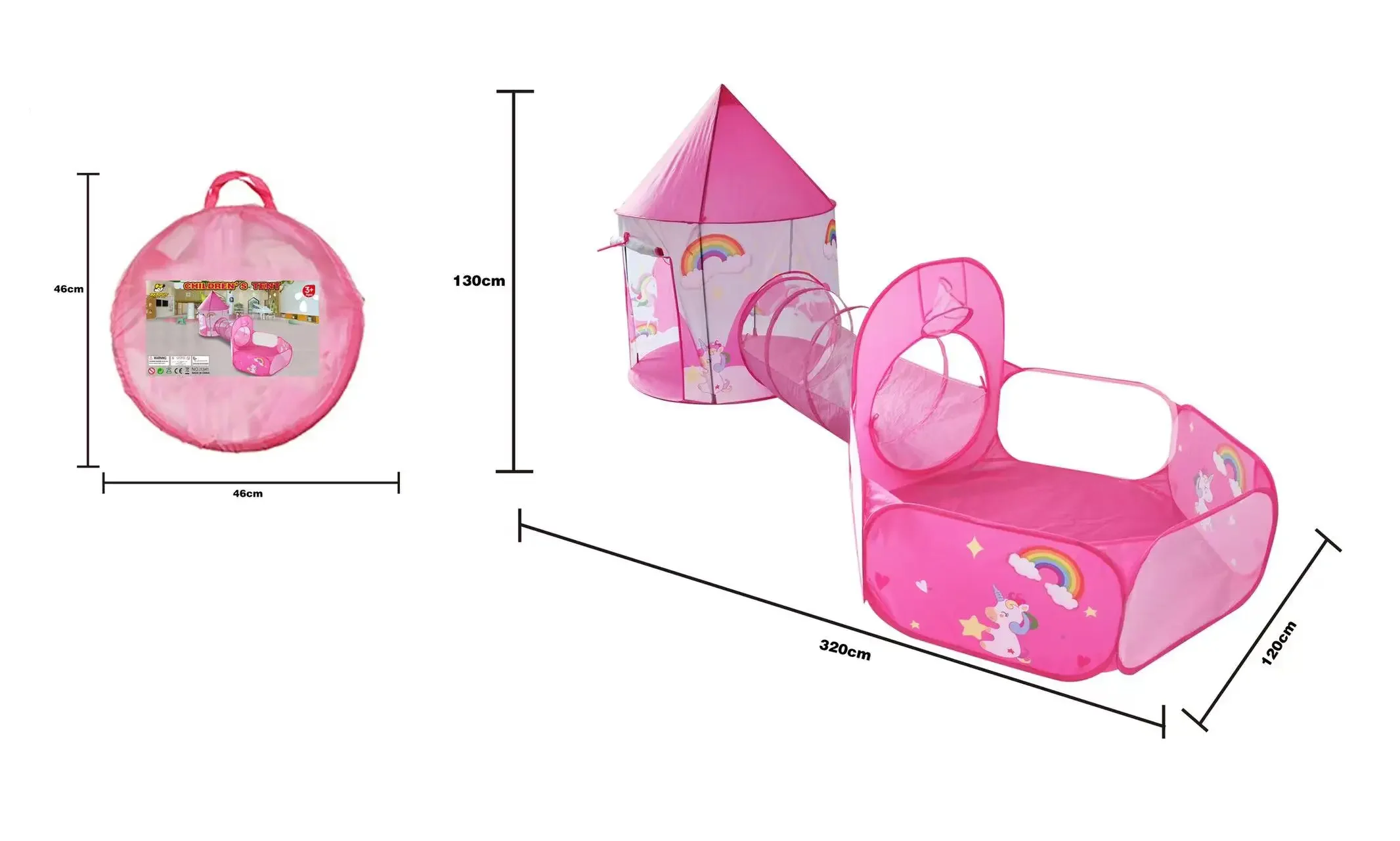 3 In 1 Kind Tent Huis Spelen Speelgoed Tunnel Kruipen Speelhuis Kasteel Draagbare Kinderen Ocean Ball Pool Pit Baby Gevouwen Indoor Outdoor