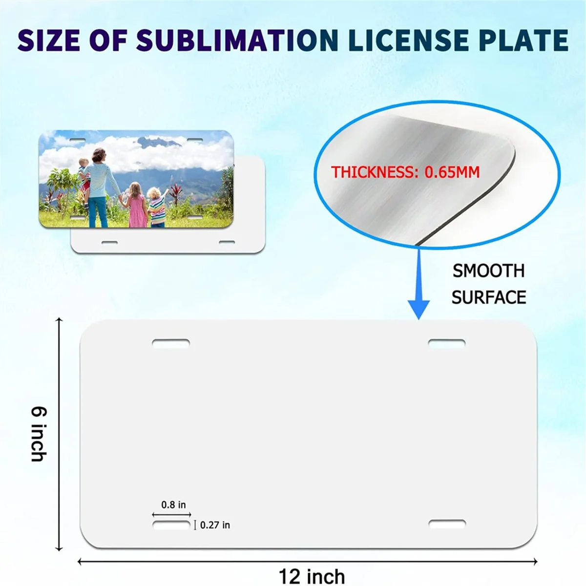 10 Pack Sublimation License Plate Blanks,Thickness 0.65mm Heat Thermal Transfer Sheet DIY Picture Sublimation Blank