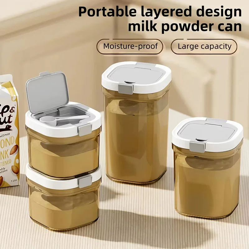800/1300/1800 Ml Airtight Milk Powder Container Milk Storage Container Milk Powder Storage Box Food Storage With Spoon