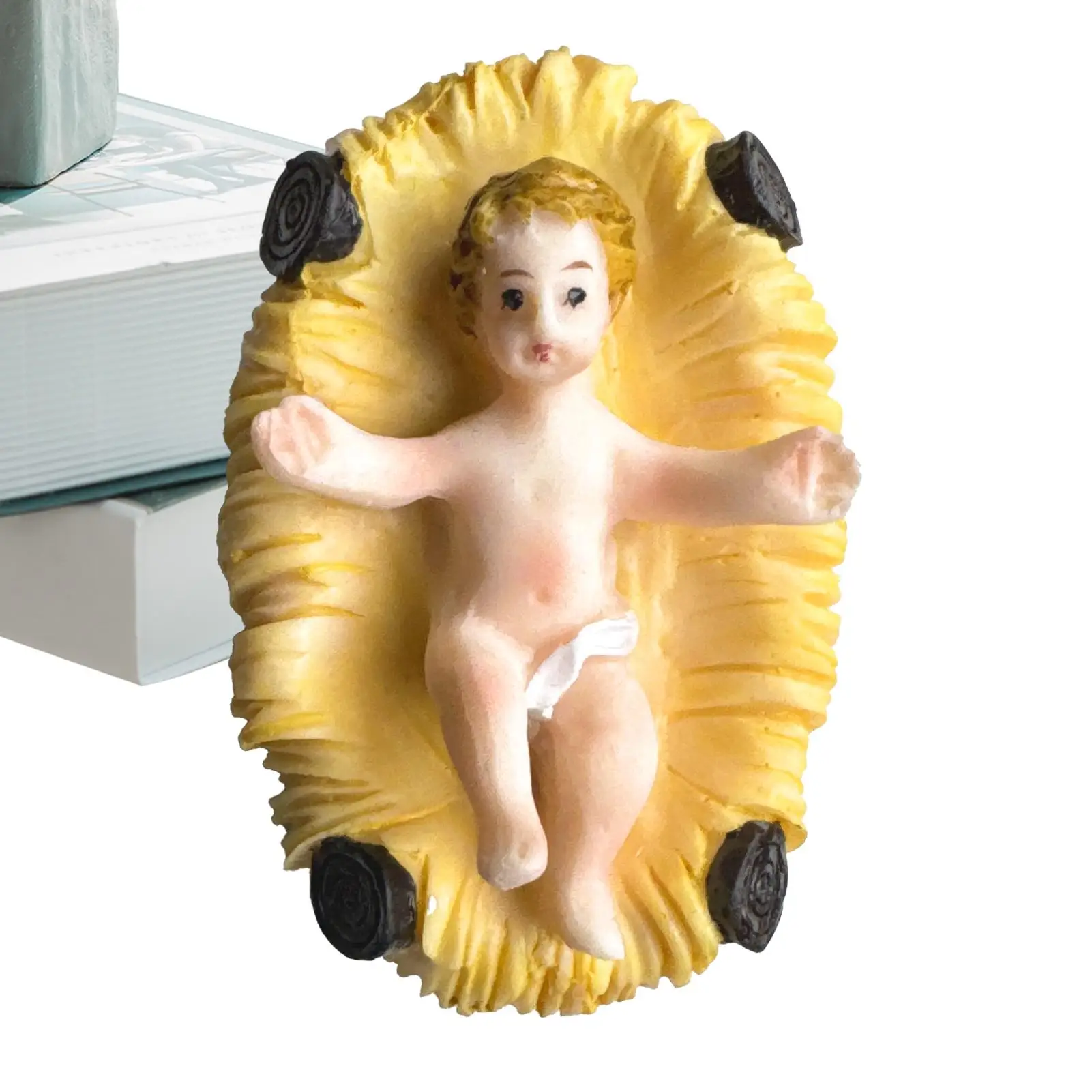 

Статуэтка младенца Иисуса, миниатюрная скульптура из смолы для рождественского декора, коллекционная фигурка маленького Иисуса для стола или журнального столика