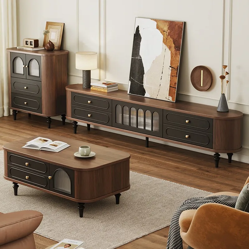 

TV cabinet coffee table combination vintage style furniture living room home floor cabinet French TV cabinet