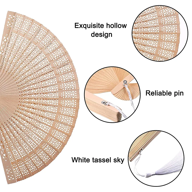 8-inch Chinese Handmade Fan Wooden Folding Fan Fragrant Wedding Party Gift Bamboo Fan Wedding Bride Party Decoration Handicraft