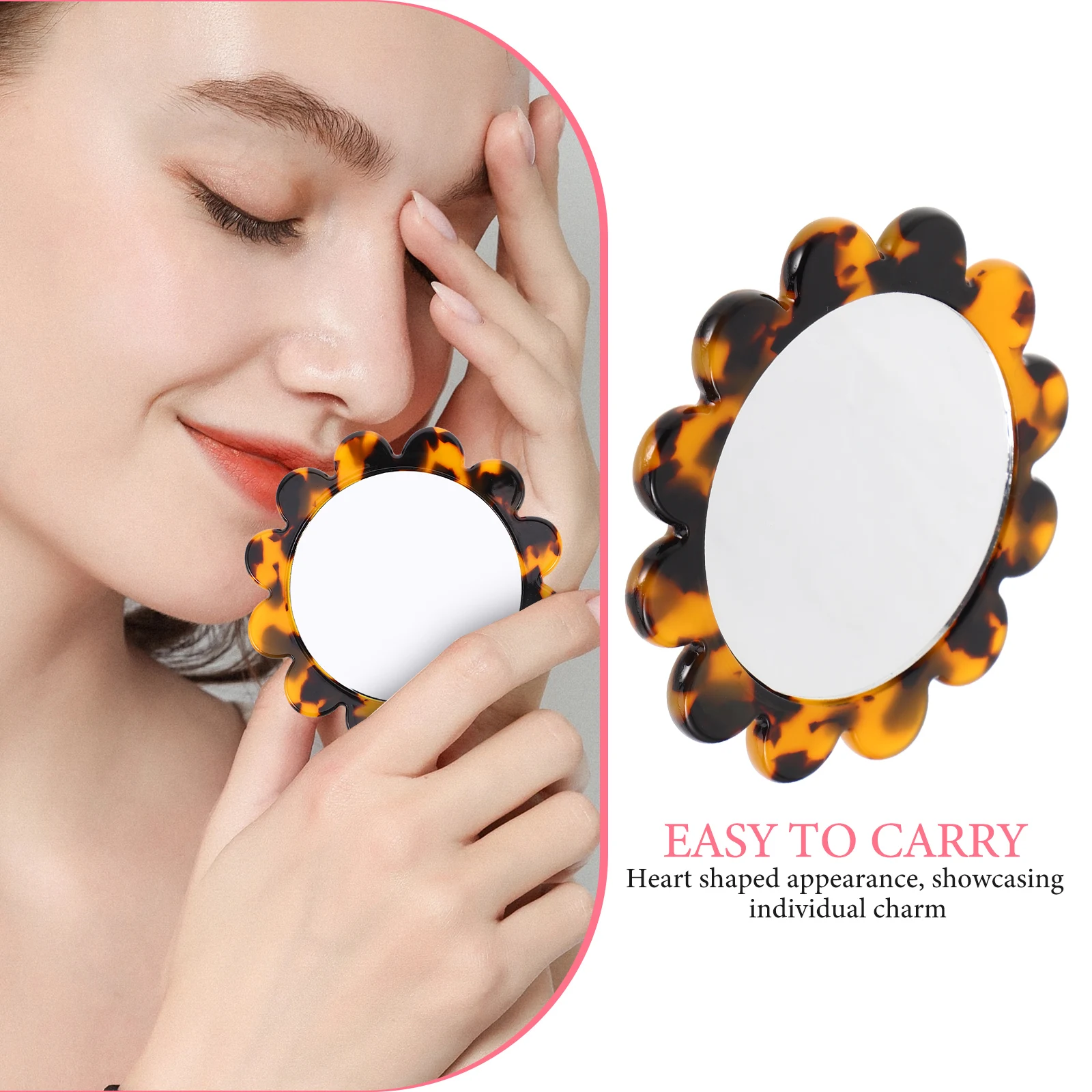 Specchio rotondo piccolo girasole Specchio per trucco portatile vintage per strumento di bellezza da viaggio compatto portatile in acetato retrò