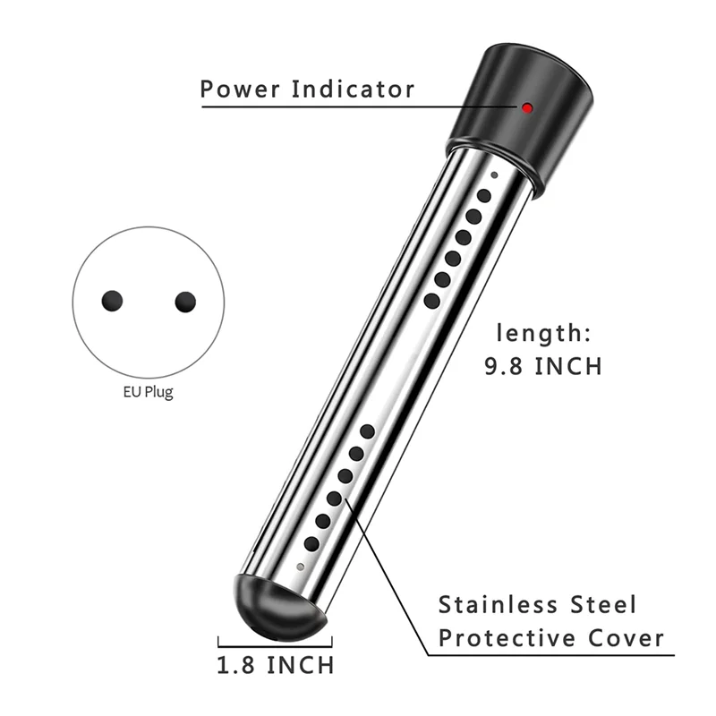 HOT 2500W Immersion Heater, Pool Heater Automatic Timer, Safe Pool Heating Immersion Heater, Perfect for Home Travel EU Plug