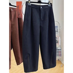 2023 Autumn Winter Vintage High Waist Pants Woman Baggy Casual Pants Loose Wide Leg Thickened Trousers Women