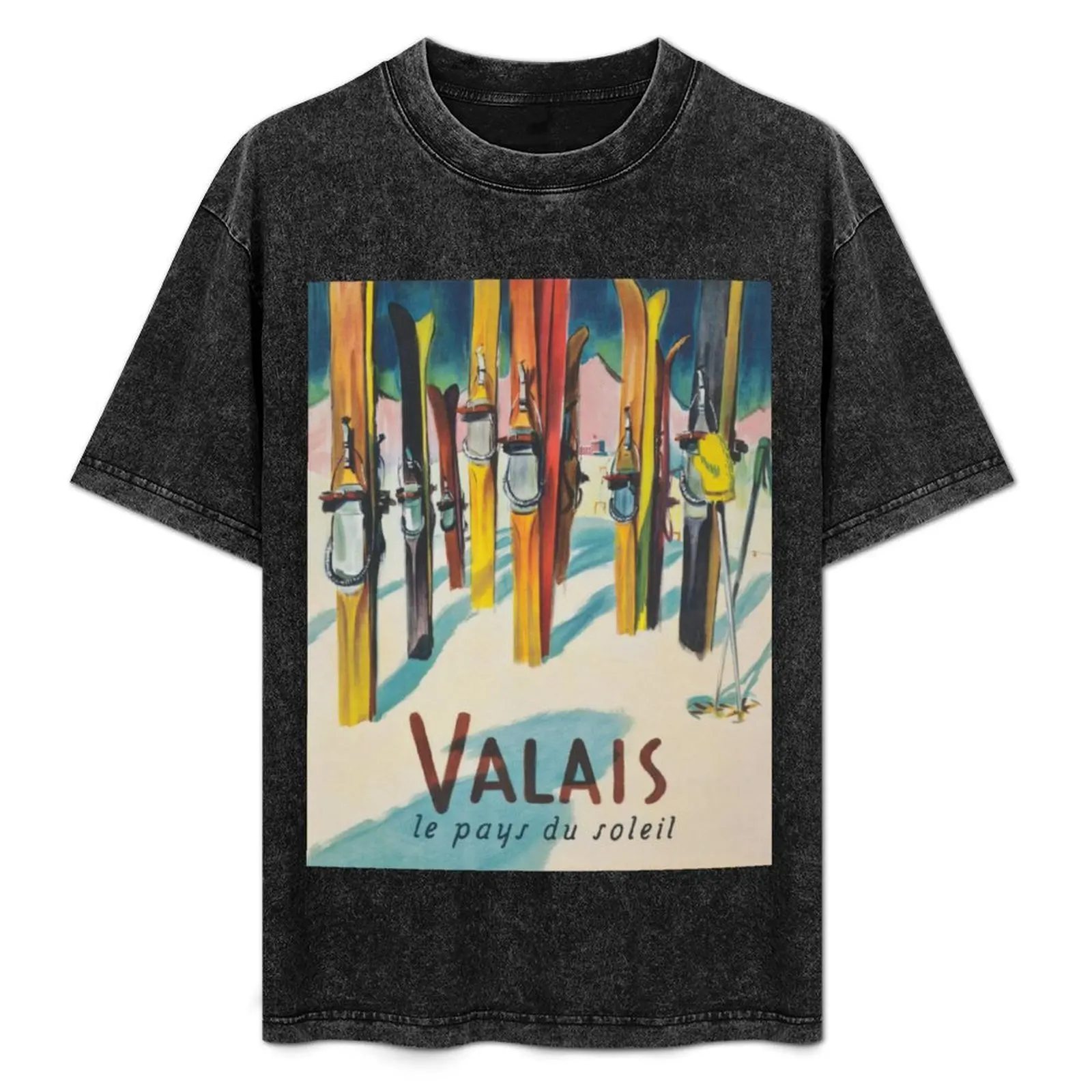 

Valais, Switzerland Vintage Ski Travel Poster T-Shirt Funny t-shirt football t shirt shirts men