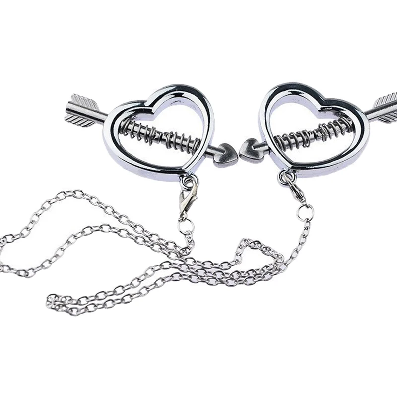 2Pcs Woman Rainbow Nipple Clips Breast Bondage Restraint Slave Fetish Female Sex Toy Colorful Metal Nipple Clamps With Chain Set