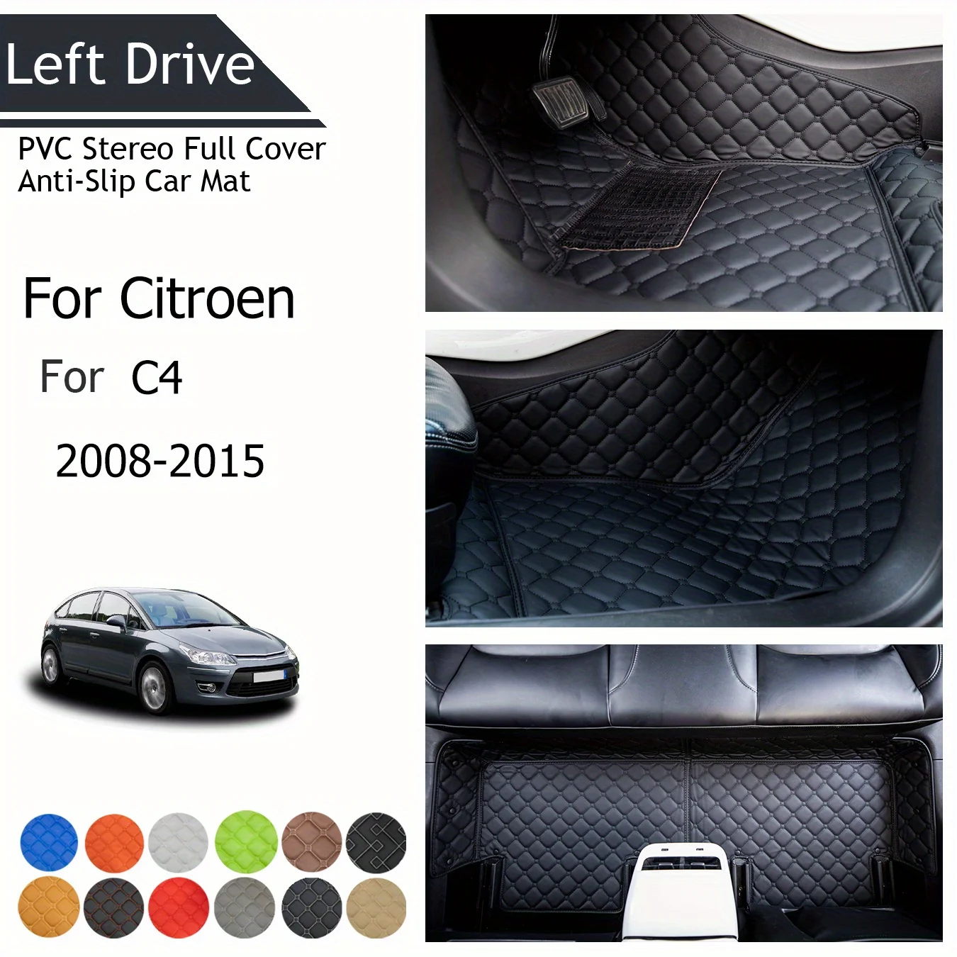 

TEGART 【LHD】For Citroen For C4 2008-2015 Three Layer PVC Stereo Full Cover Anti-Slip Car Mat Car Floor Mats Car Accessories