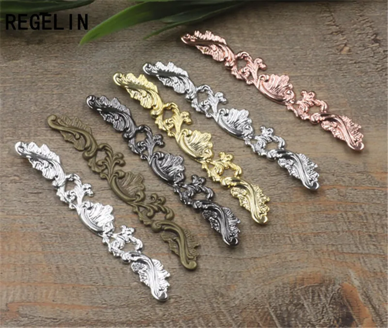 REGELIN Filigree Wraps Flower Connectors Metal Crafts Gift Decoration 20Pcs 6 Color 7*78mm DIY Findings Jewelry Making