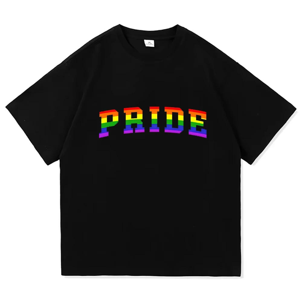 Pride LGBTQ Rainbow Design T-shirt Cotton Short Sleeve Loose Male Tshirts Unisex Streetwear Fashion Graphic Print Merch Tees Top