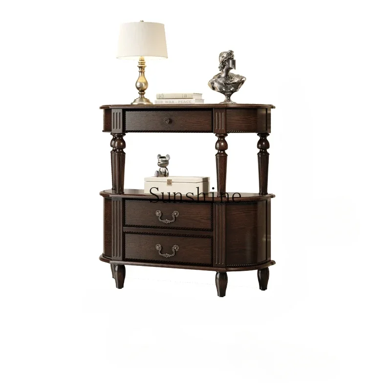 

American solid wood porch semicircular aisle cabinet corridor against the wall European-style foyer storage cabinet