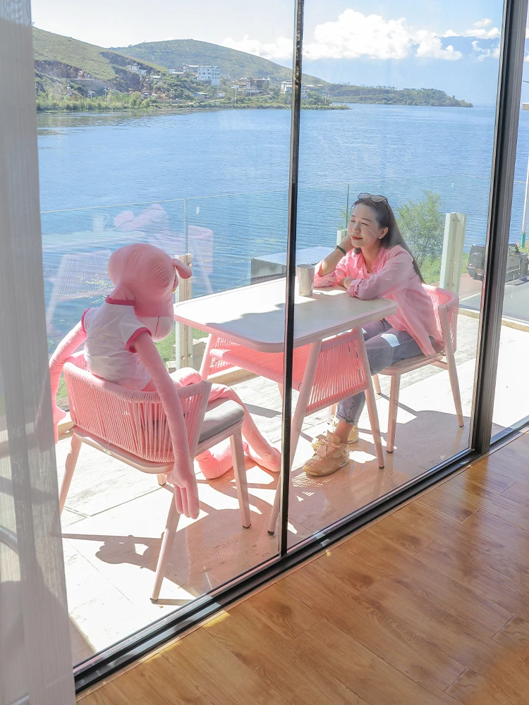 Balcony table and chair set of three girls' hearts are light and luxurious, simple and creative, and small-sized leisure.