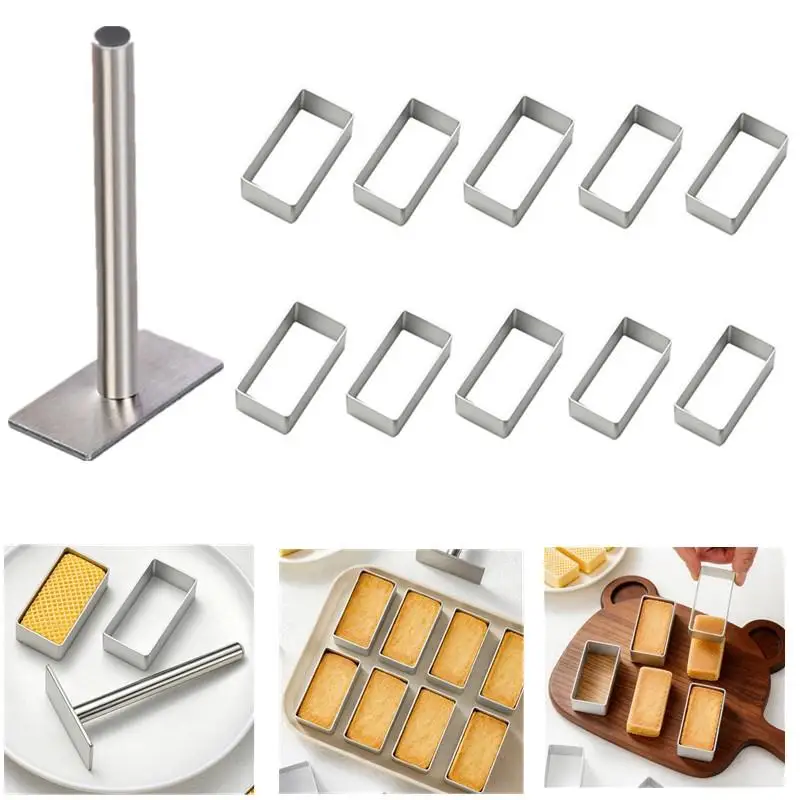 Rectangle Aluminium Pineapple Cake Biscuit Mold Bean Paste Cake Press Stamp Fondant Cookie Molds DIY Kitchen Baking Tools