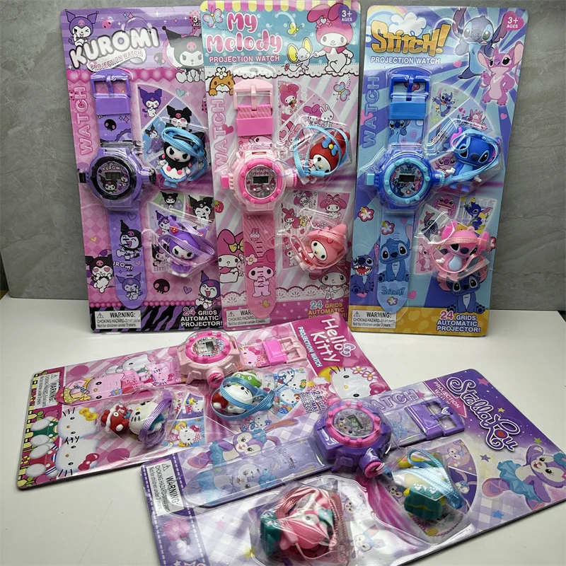 

Новые детские проекционные часы Disney Stitch с брелоком, мультяшная стежка, аниме для девочек, вспышка, электронная детская игрушка, подарки на Рождество
