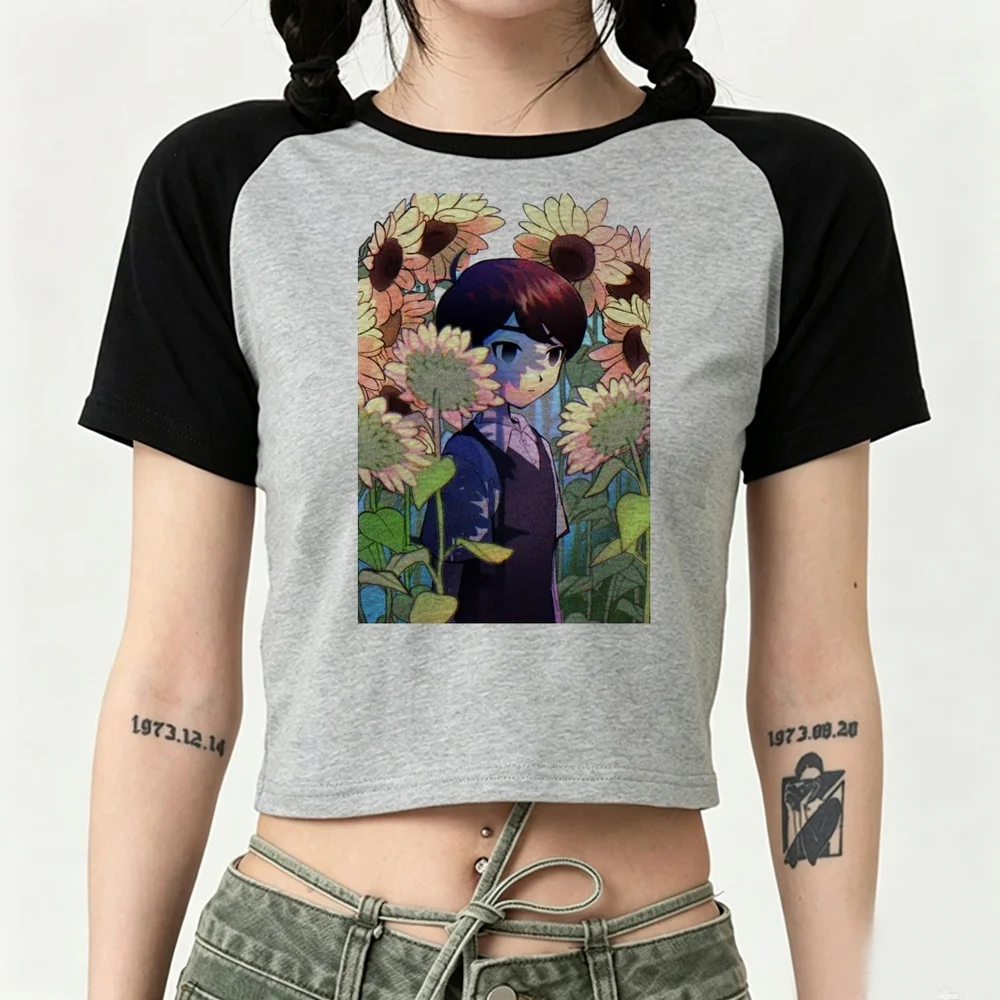 Omori crop top women dollette streetwear summer tshirt 2000s cutecore dollette emo summer