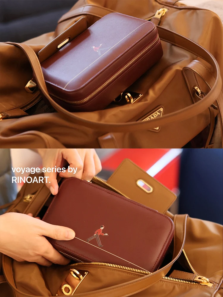 Portable Jewelry Storage Box Travel Leather Cowhide Cartir Servant Series Storage Organizer for Home And Travel by Ruanai view 5