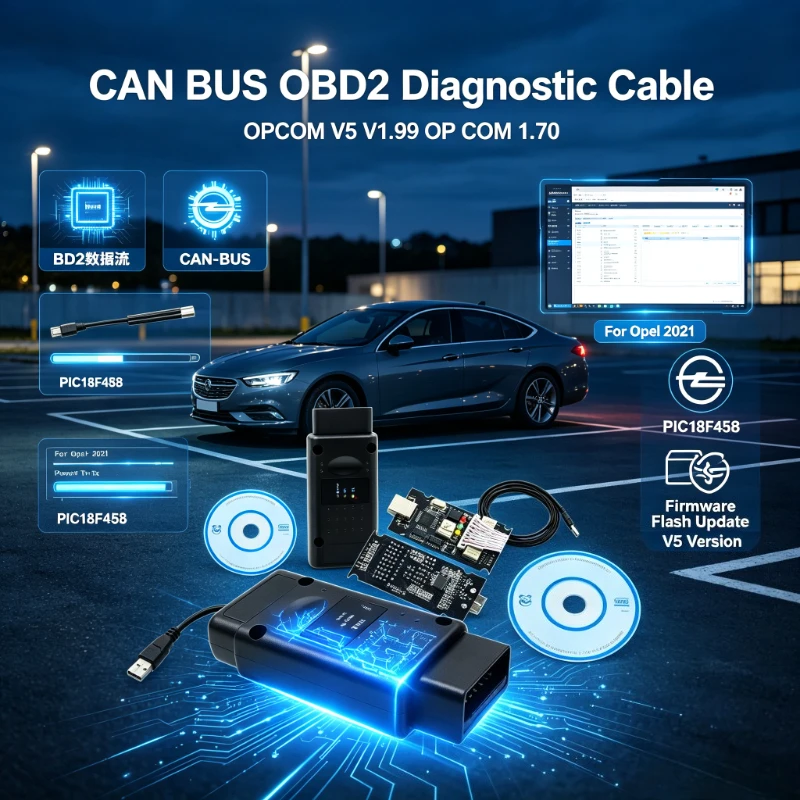 OP COM Diagnostic Cable V5, V1.99 V1.70 Firmware PIC18F458, Flash Update CAN BUS OBD2 Tool for Opel 2026 New