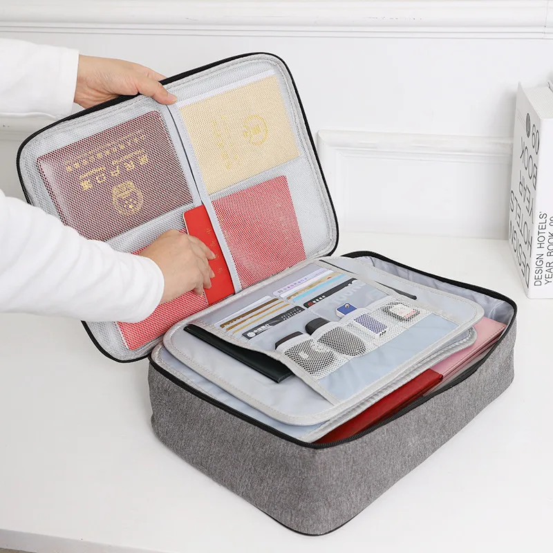 2 Layers Document Storage Bag Multifunctional Waterproof File Organizer Large Capacity Storage Bag With Password Lock