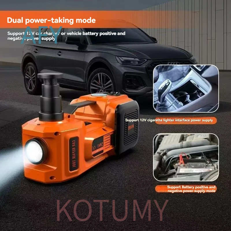 Electric Hydraulic Jack 12V for Car Off-Road Tire Inflator Pump Three-in-One Tire Changing Tool for SUV Truck RV ATV UTV