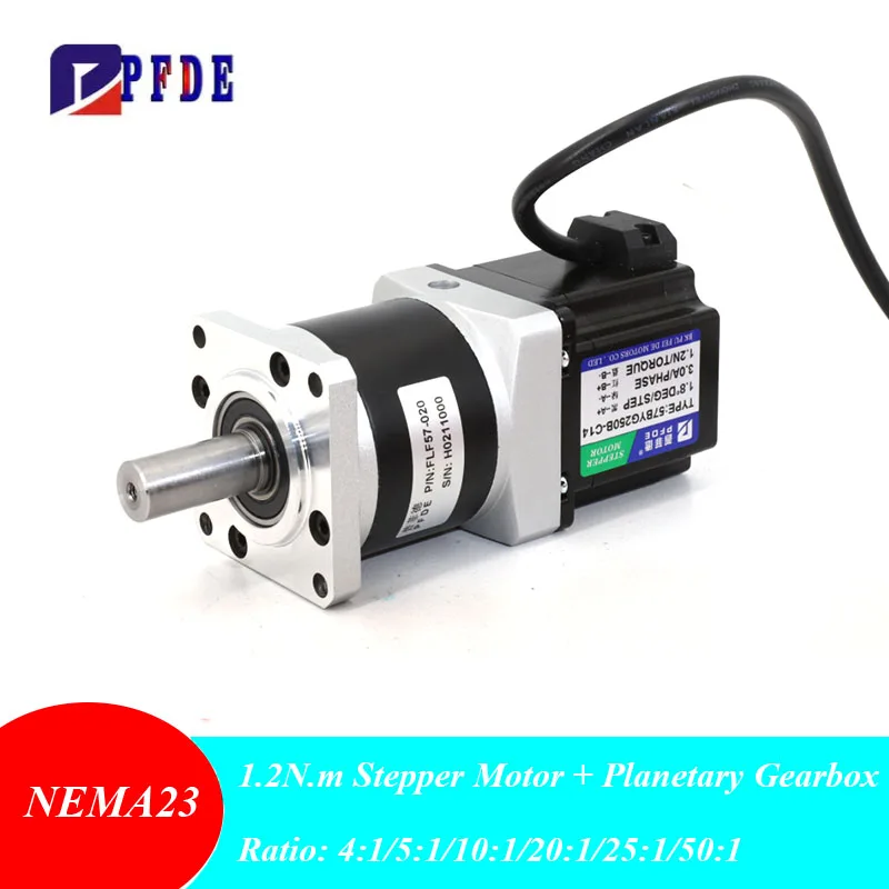 Nema 23 1.2N.m Geared Stepper Motor with Ratio 4 5 10 20 50:1 Precision Planetary Gearbox Set Low Noise High Torque for CNC