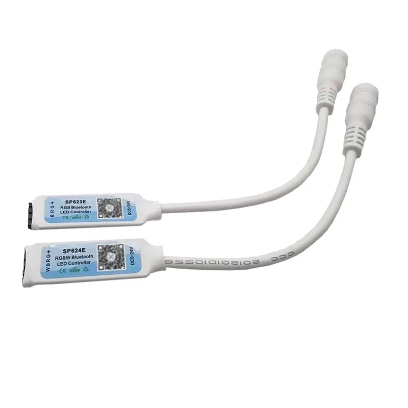 SP623E/SP624E BT RGBW LED Strip Controller with Music Sync, 5-24V DC Smart Dimmer for Color Changing Strip Lights