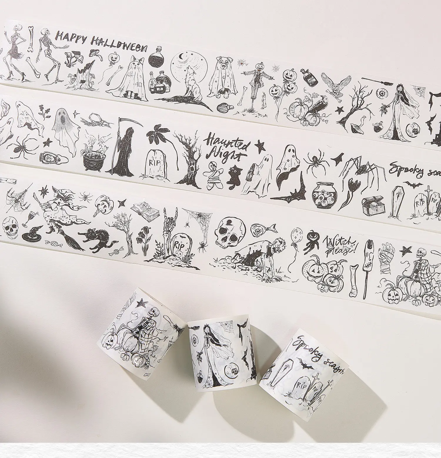 WT Studio Vintage Halloween Spooky Party Washi Paper Tape Planner DIY Card Making Scrapbooking Plan Decorative Sticker