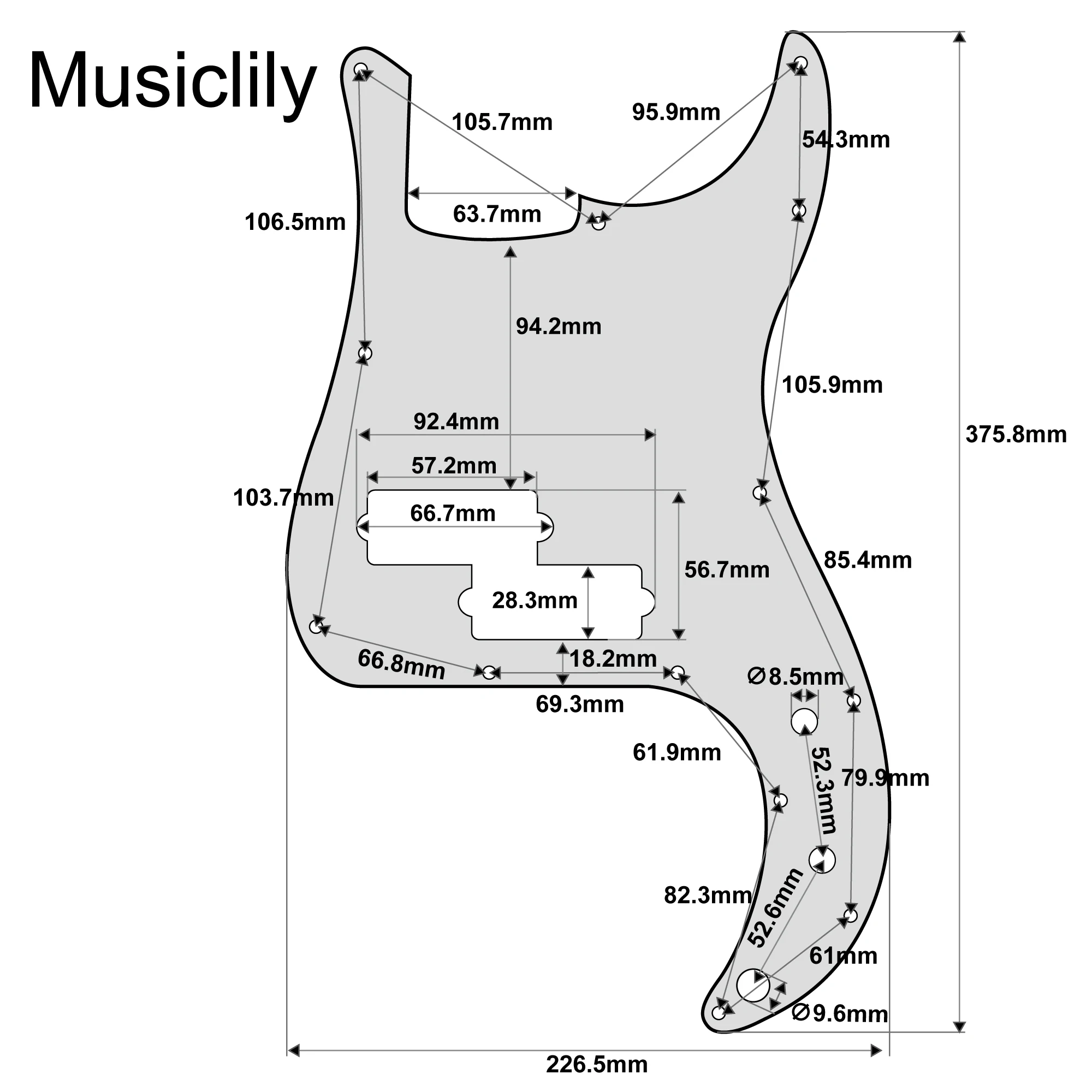 Musiclily Pro 13-Hole Bass Pickguard for Squier Sonic Precision Bass
