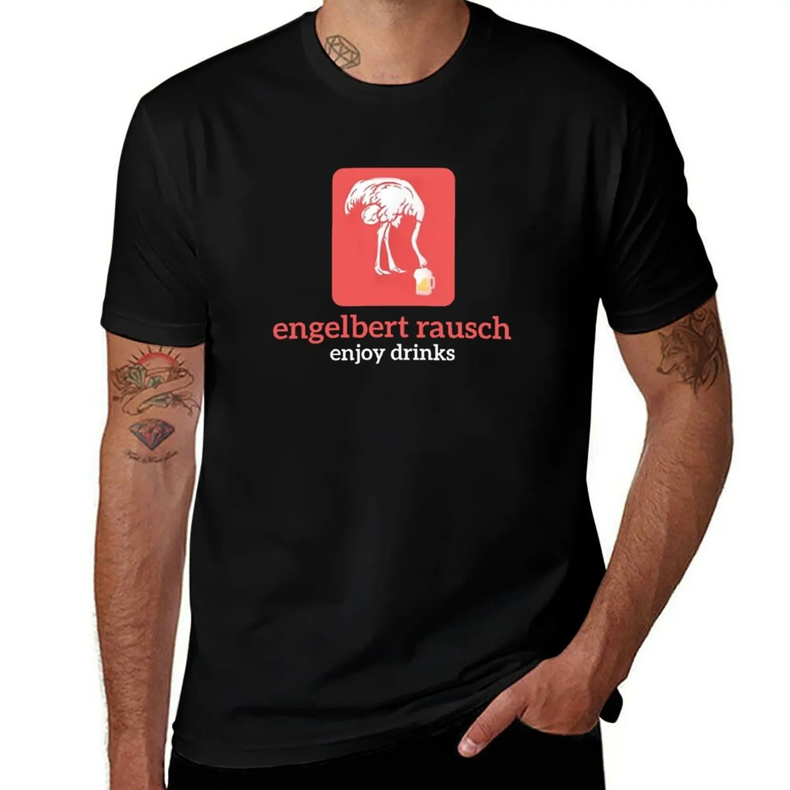 Engelbert Rausch Enjoy Drinks Funny Design T-Shirt Stylish Graphic Short Sleeve Top