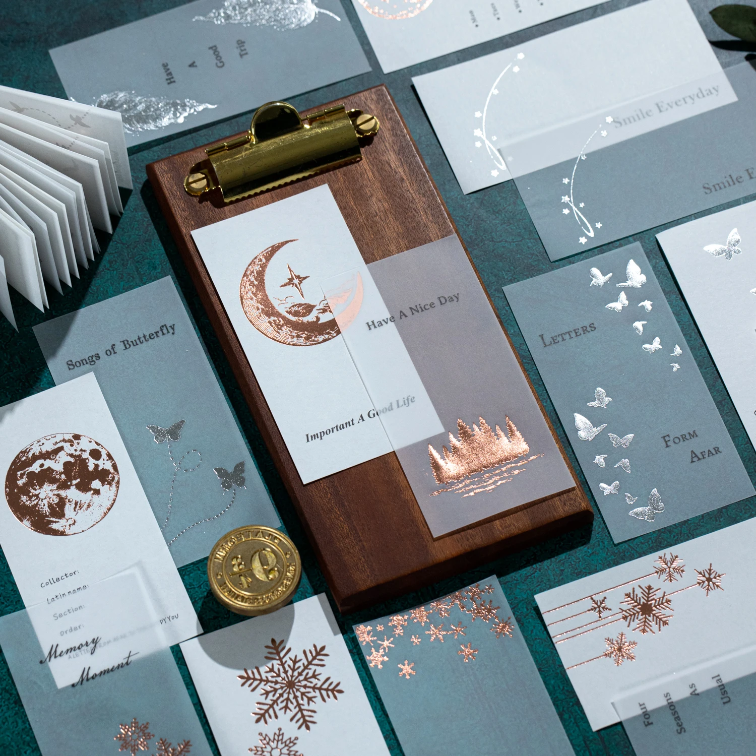 Moonlight Message Series Vintage Schneeflocke Feder Landschaft Notizblock Kreatives DIY Junk Journal Material Collage Briefpapier