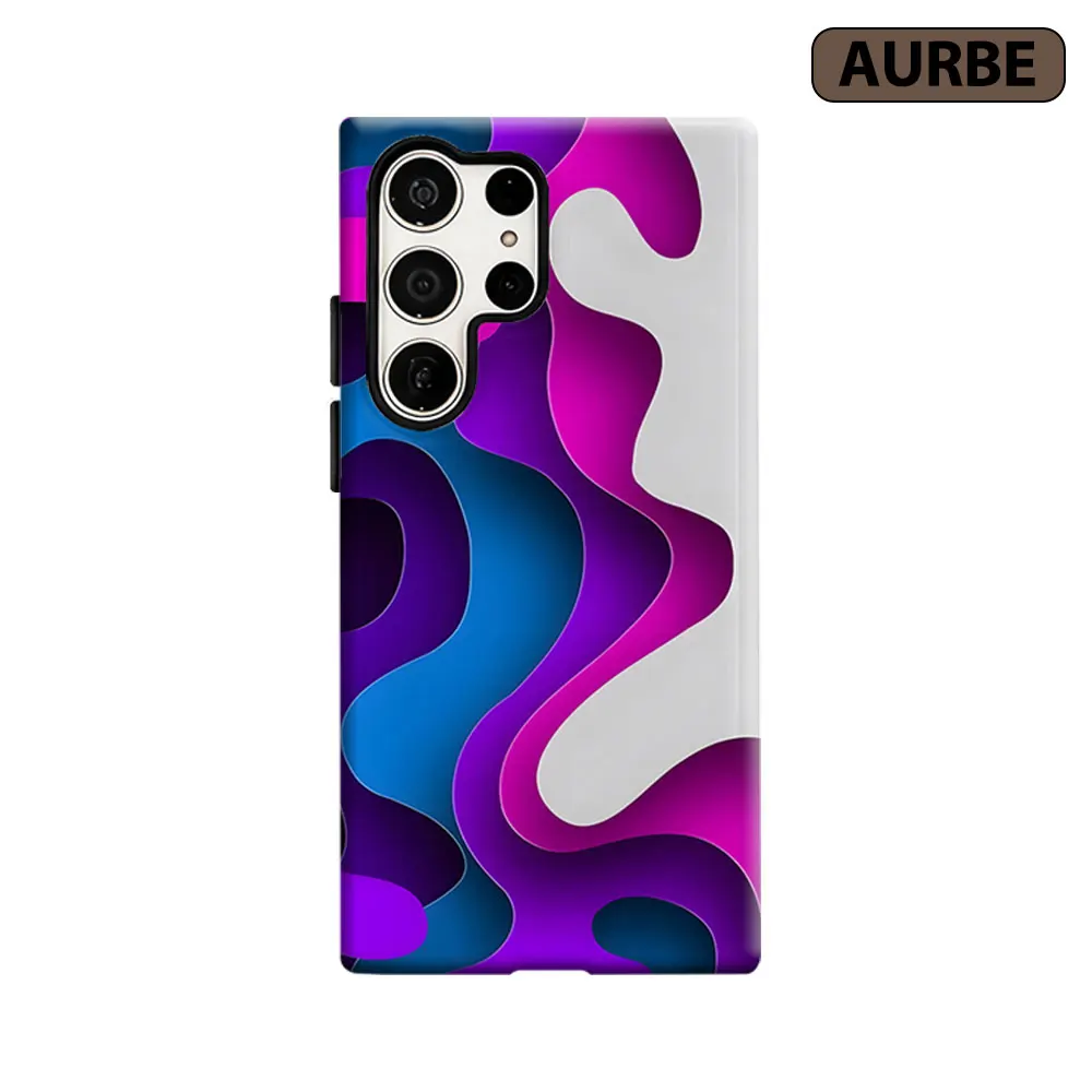 Papercut Gradient Wave Phone Case For Samsung Galaxy S26 S25 S24 S23 Ultra Plus HD Hard Double Layer Film Cover