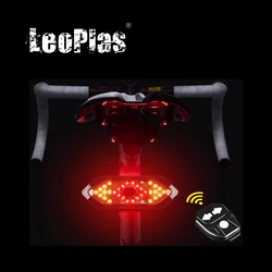 LeoPlas 1820A Bicycle Taillight Rechargeable Rear Bike Turn Signal Tail Light Cycling Tail Lamp Cycle Taillamp for Night Riding