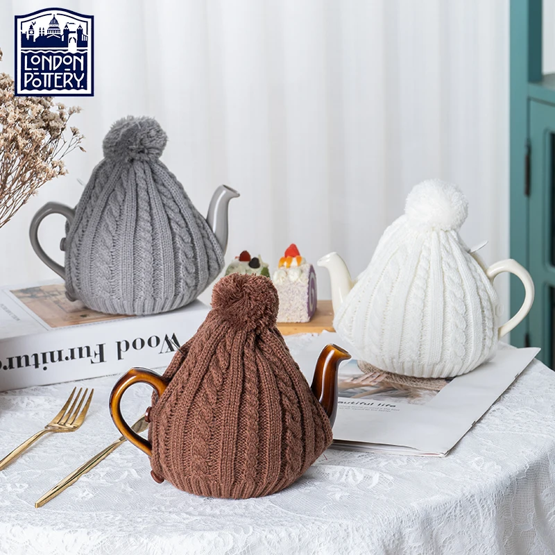 

London Pottery Teapot Sweater 80% Handmade Wool Knitted Teapot Cover Tea Cozy Set Kettle Cover Kettle Case Cozy