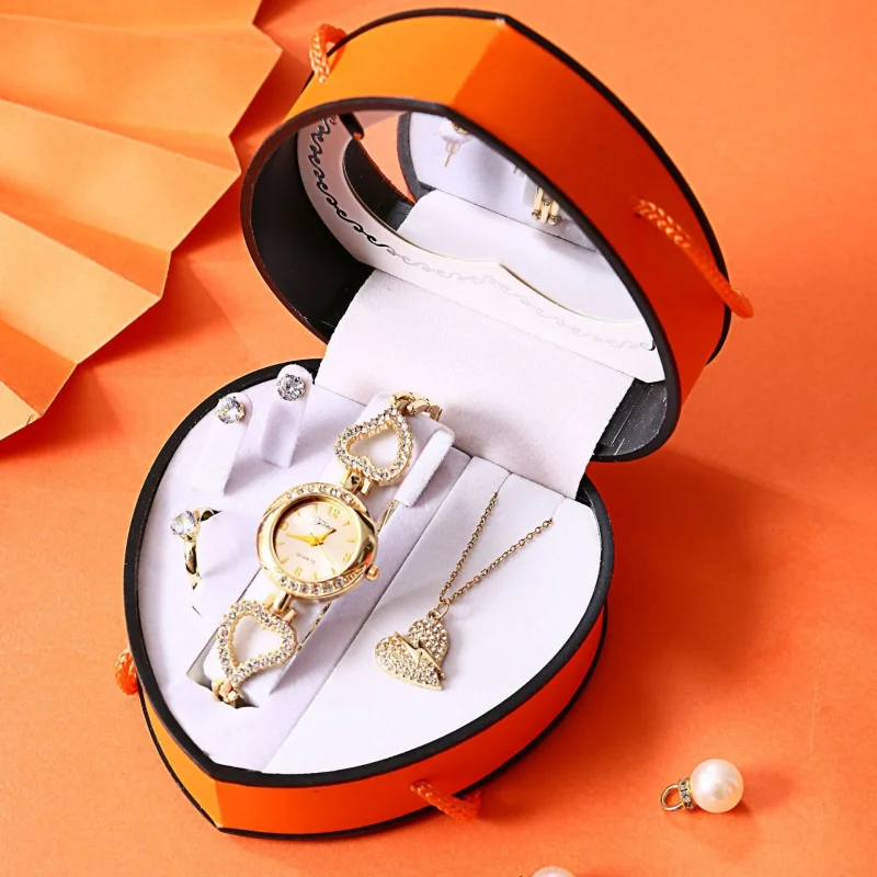 

Full Watch and Necklace Set in Heart-Shaped Box, Stainless Steel, Teacher's Day