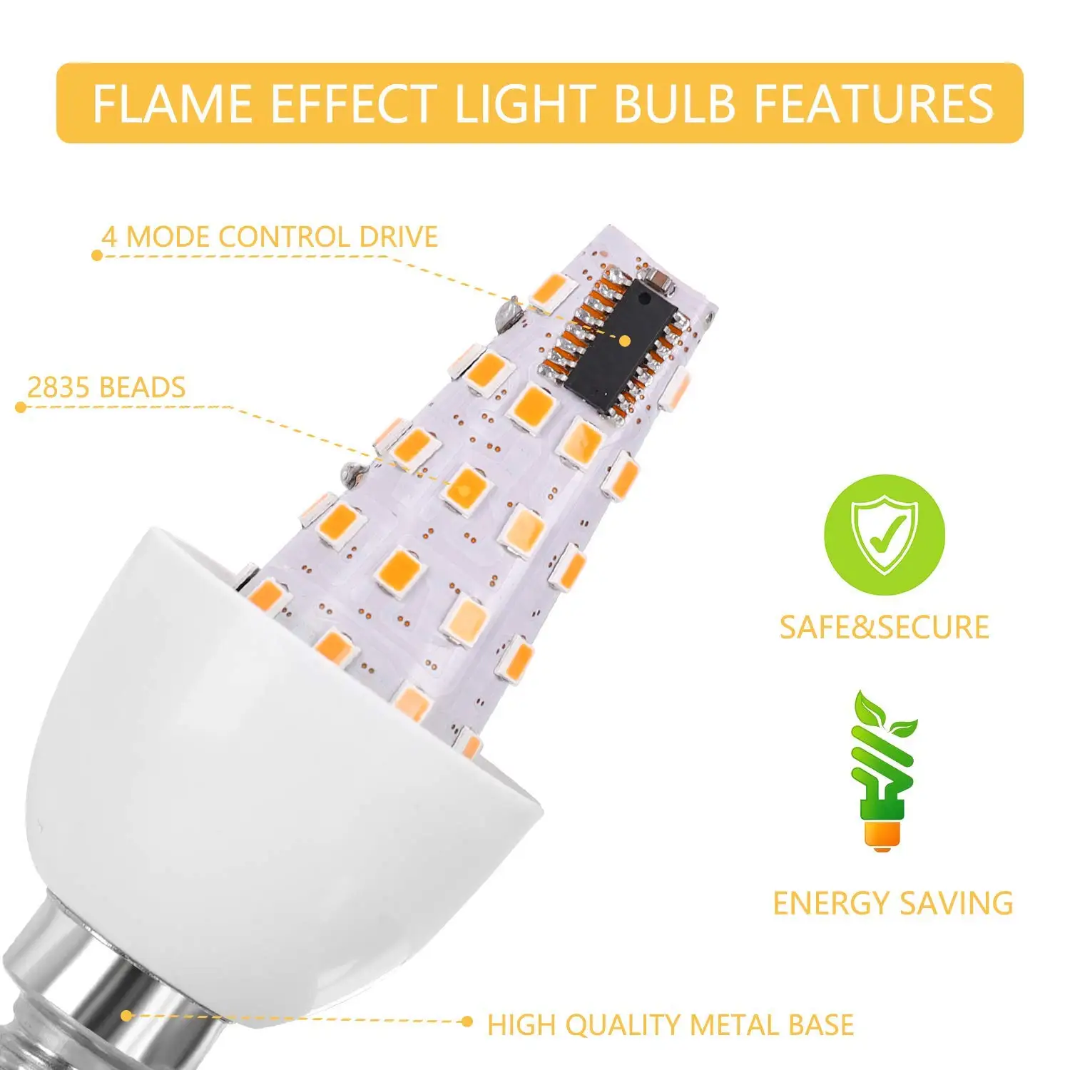 Imagem -02 - Levou Lâmpadas de Chama Simulada 7w 9w E27 85265v 220v Lâmpada de Milho Cintilação Levou Luz de Vela Efeito de Chama Dinâmico para Luz de Casa E14