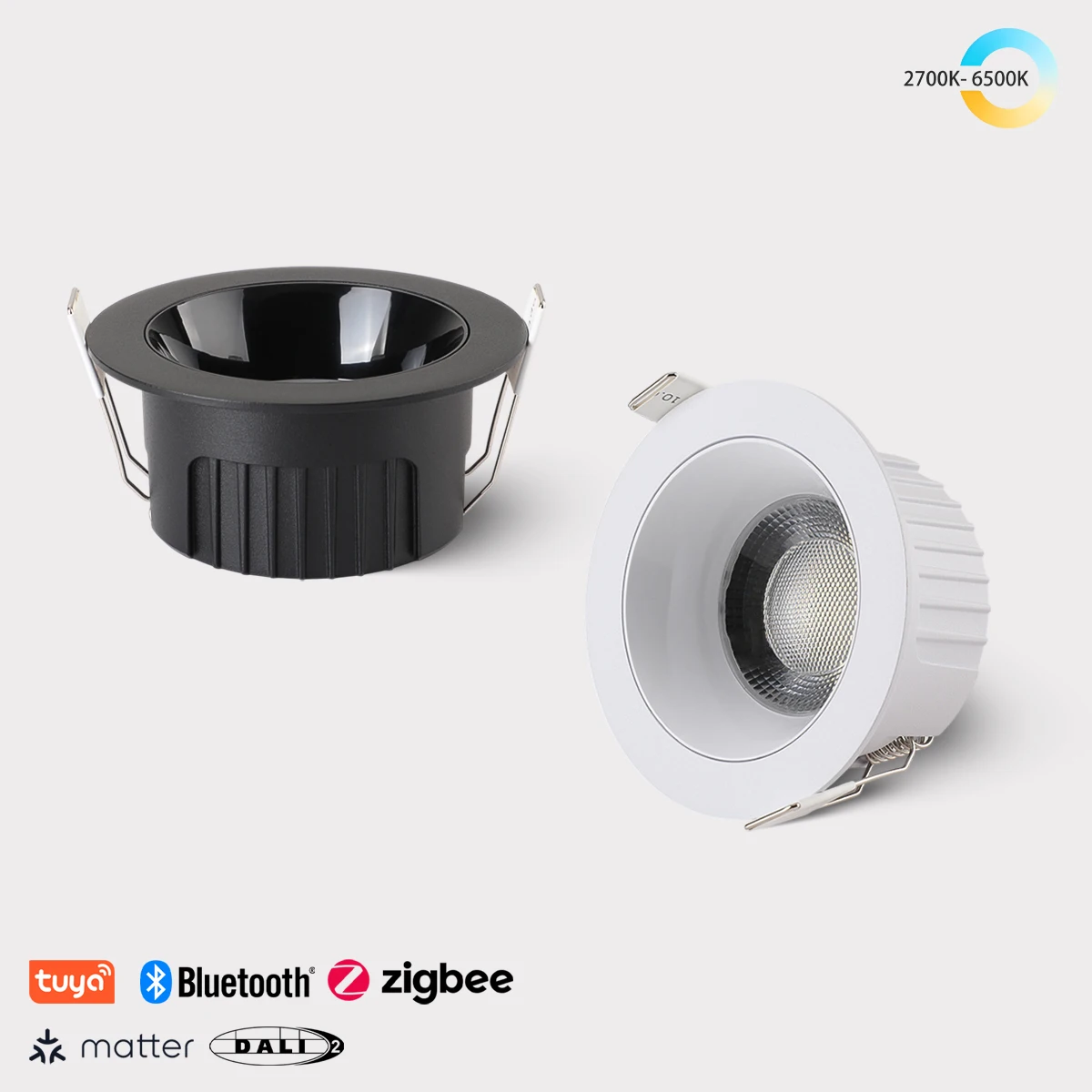 

Recessed Round LED COB Ceiling Spot Light 5 CCT Switchable/ Tuya BLE/ Zigbee/ DALI Fixtures Lighting Indoor Smart Lamp Lighting
