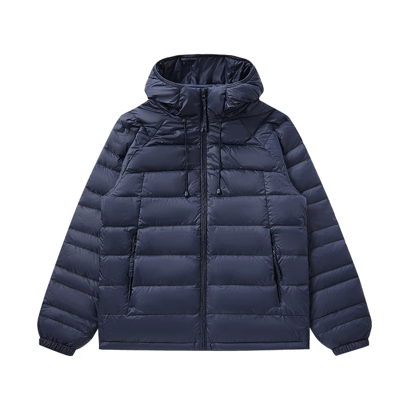 Couple Hooded Down Jacket with 90% White Duck Down Filling & Windproof Shield