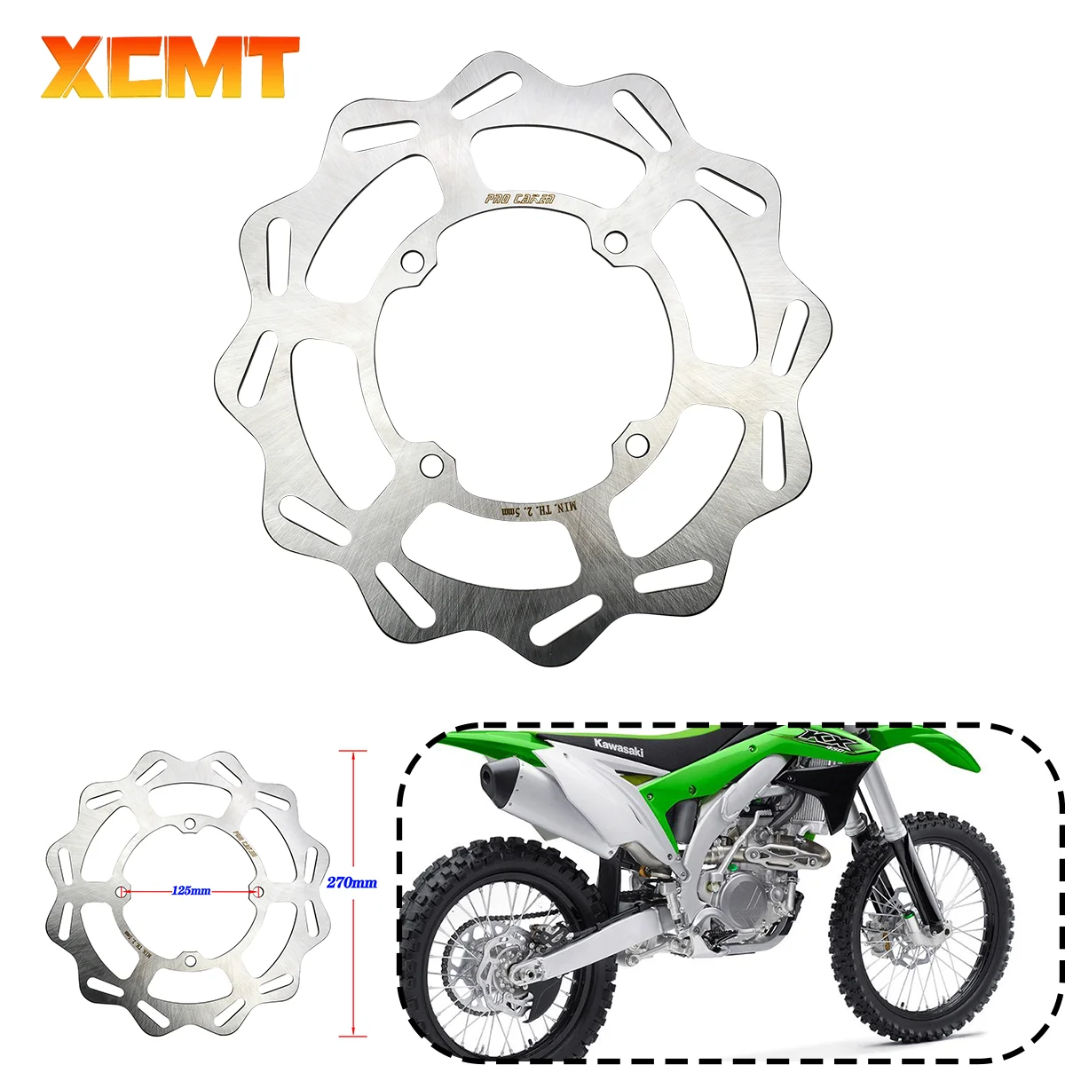 

270mm 240mm Motorcycle parts Front Rear Brake Disc Rotor Disk For Kawasaki KX125 KX250 KX250F KX450F KLX450R 2006-2021 Motocross