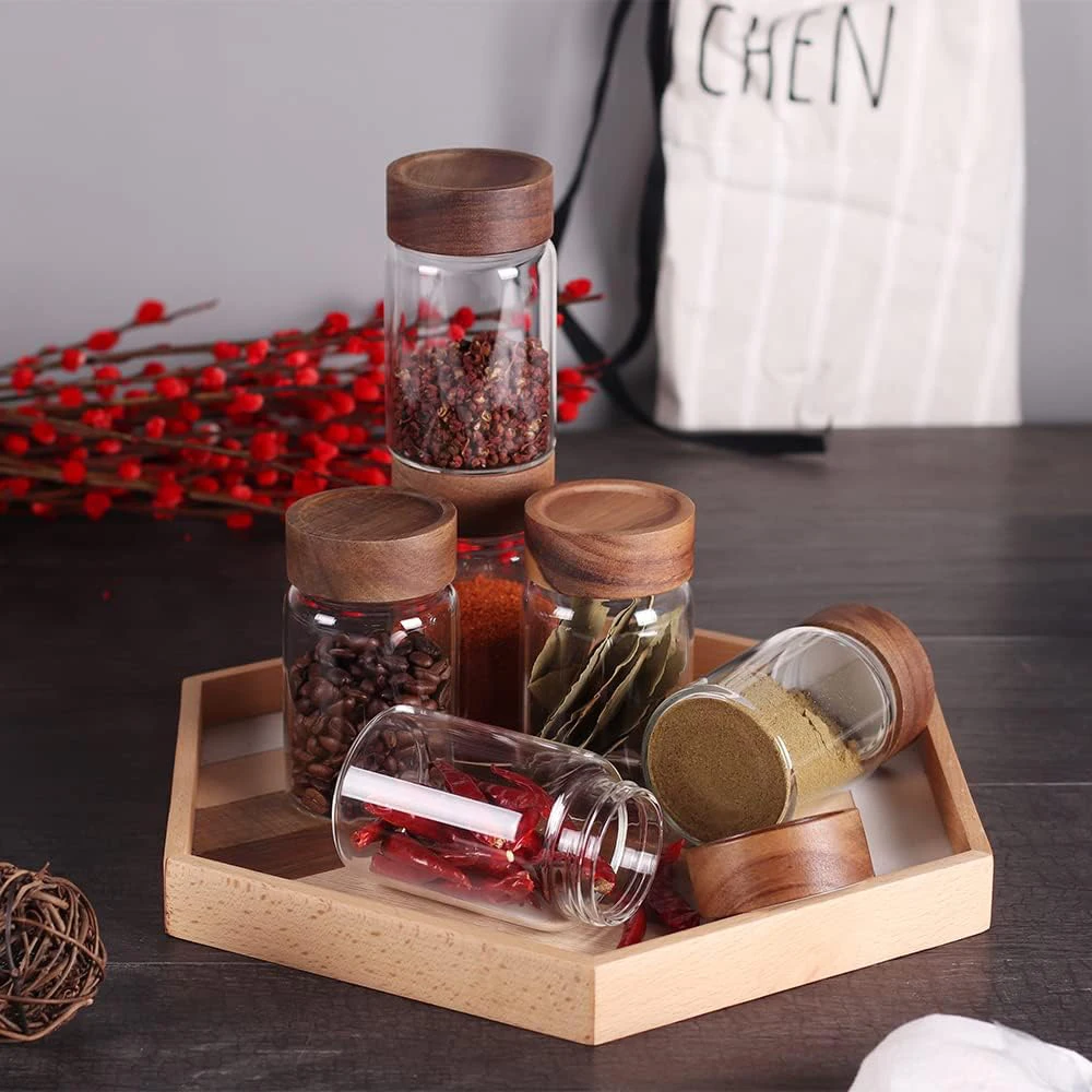 6Pcs Small Glass Spice Jars ,High Sealing Threaded Mouth, 8.79oz /260ml*6,Empty Cylinder Spices Bottles,Storage Jars