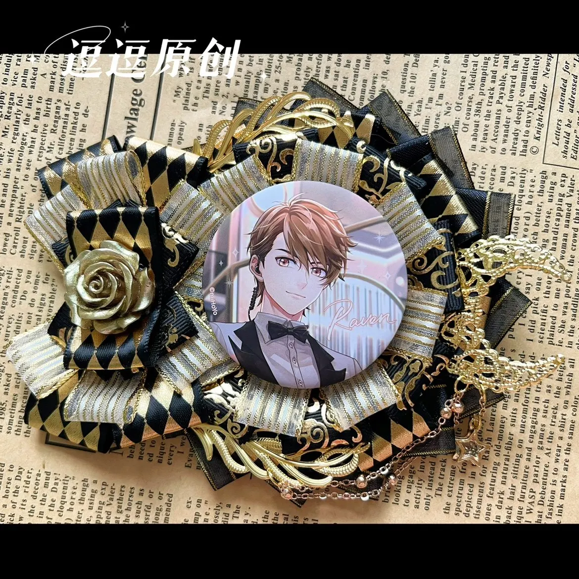 2026 Spring Hand Made Badge Holder Quadratic Element Decoration Ribbon Chain Badge Rosette Fill Lolita Ita Bag Accessories