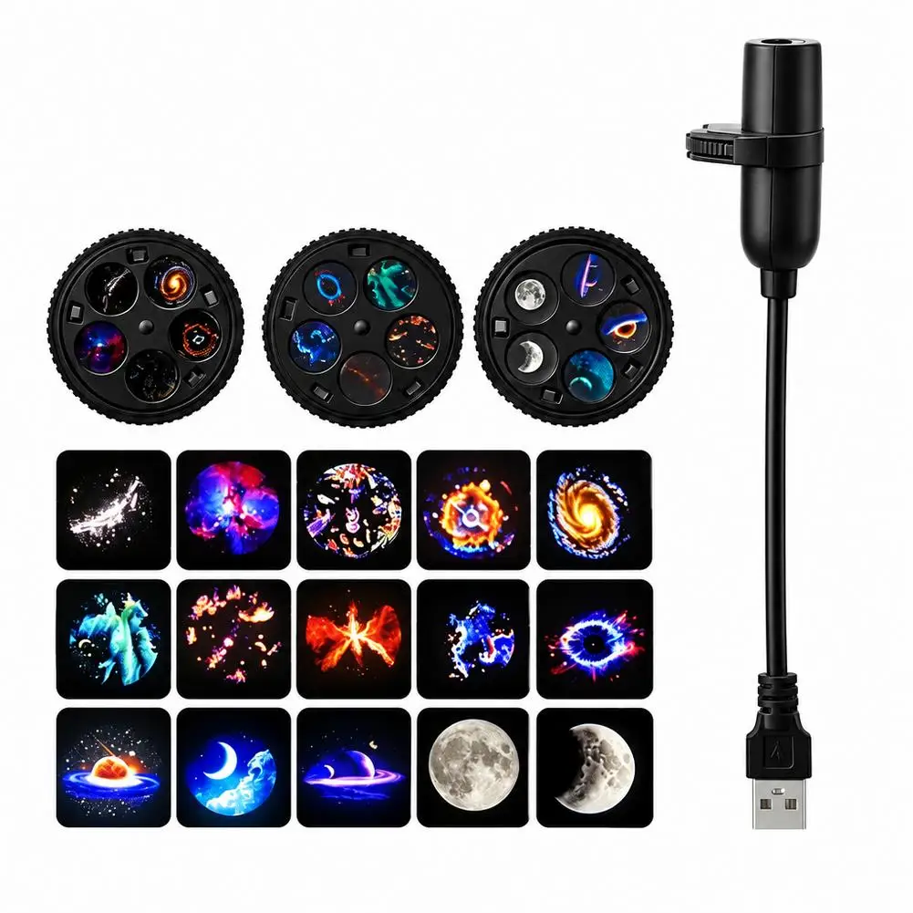 USB Starry Sky Projector Lamp 360°Rotating Projector Night Light Bedroom Creative LED Night Planet Galaxy Projection Light