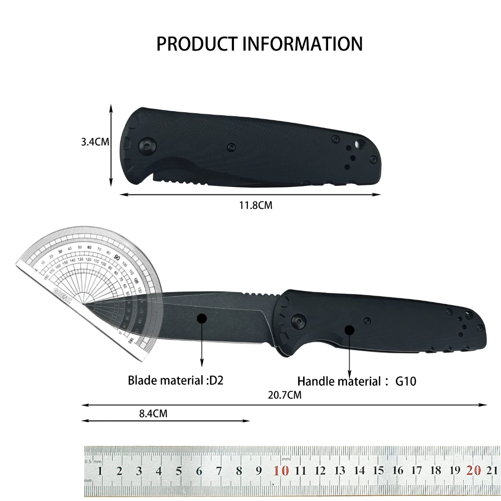 AU TO Knife BM 4300 CLA  Folding Pocket Knife D2 Blade G10 Handle Hunting Knife Camping EDC Tool Tactical Military Knives