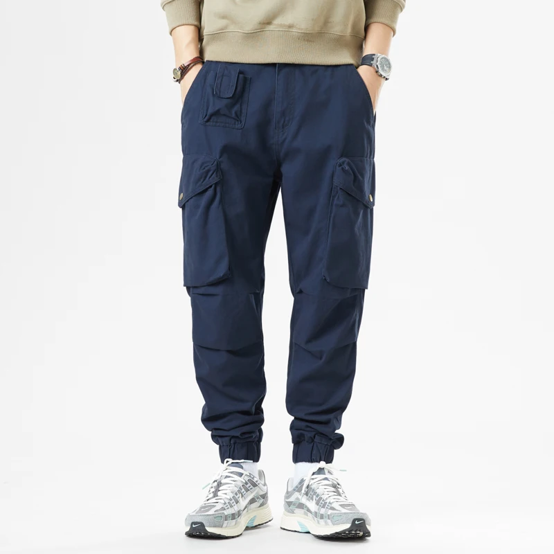 KSTUN 2026 Men's Cargo Harem Pants Elastic Waist Loose Tapered Jogger Pants Outdoor Pure Cotton Casual Trousers Multiple Colors