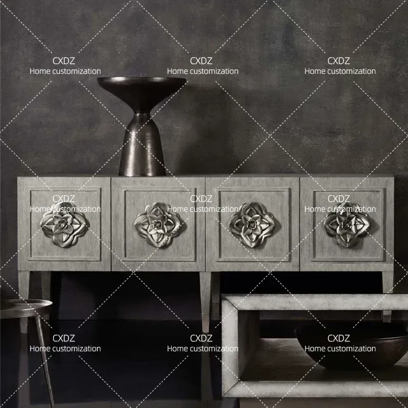 American Solid Wood Wine Cabinet Entrance Shoe Storage Integrated Log Door Living Room TV Stand Console Table Home Furniture