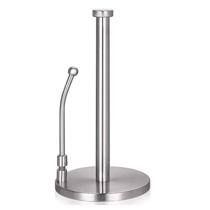 Stainless Steel Spring Paper Towel Holder, Bathroom Kitchen Stand-Up Napkin Dispenser, Restaurant Roll Paper Storage Rack